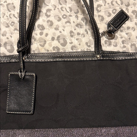 Coach black signature tote with metallic stripe - Picture 6 of 6